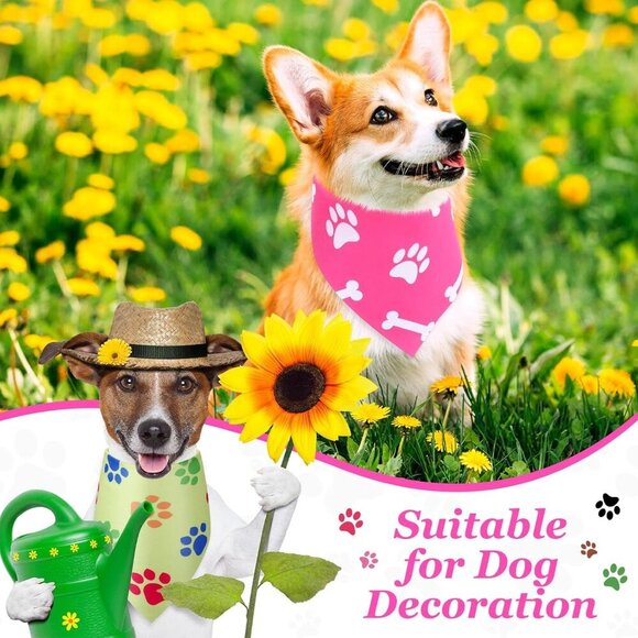 50 Pieces Paw Print Dog Bandanas Bulk Dog Bandanas for Pets Triangle Kerchief Bi - Picture 2 of 6